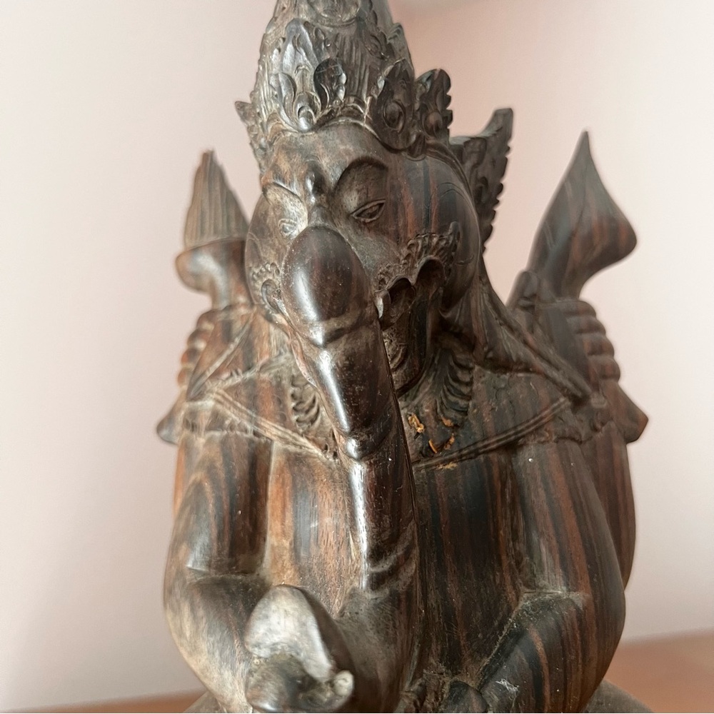 Balinese Hand Carved Wooden Vintage / Antique Ganesh Statue 10”